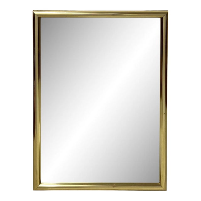 Mid-Century Minimalist Brass Mirror For Sale