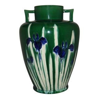 Late 19th Century Japanese Awaji Pottery Vase With Handles For Sale