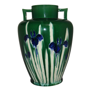 Late 19th Century Japanese Awaji Pottery Vase With Handles