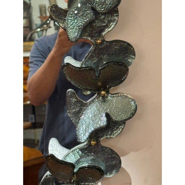 Murano Glass Butterfly Mirror in Fontana Green For Sale In Dallas - Image 6 of 7