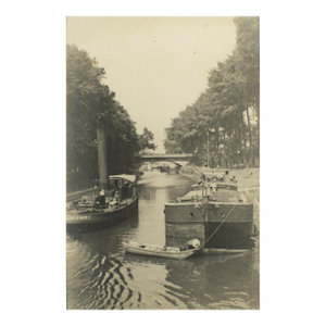 Barge Boats Near Paris, France, Silver Gelatin Black and White Photography, 1926