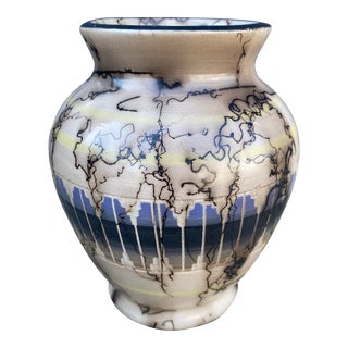 Vintage Authentic Navajo Etched Horsehair Pottery Vase, Signed by Ernest John For Sale
