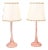 Pair of Petite Pink Cut Crystal Lamps With Shades For Sale