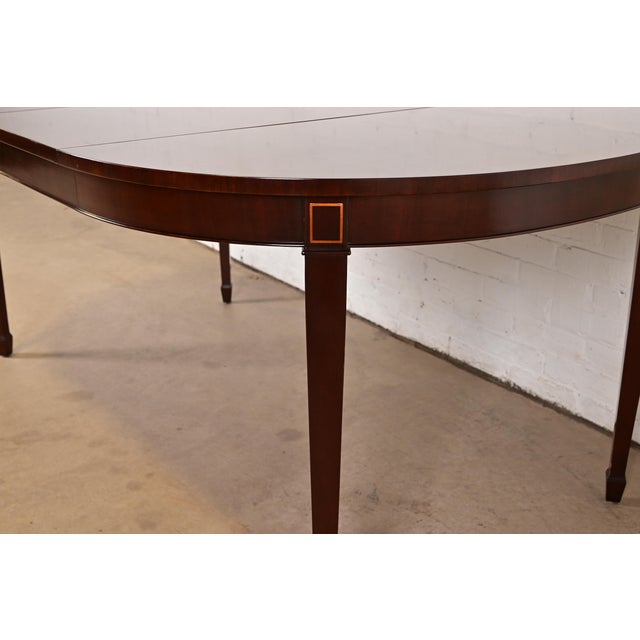 Kindel Furniture Federal Inlaid Mahogany Extension Dining Table For Sale In South Bend - Image 6 of 9