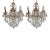 Pair 1960s Cut Crystal Brass Ceiling Fixture Chandeliers For Sale