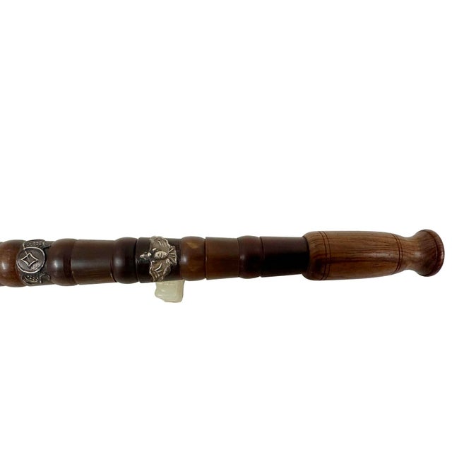 Brown Antique Chinese Wood Carved Opium Pipe, Late Qing Dynasty, Handcrafted Art For Sale - Image 8 of 13