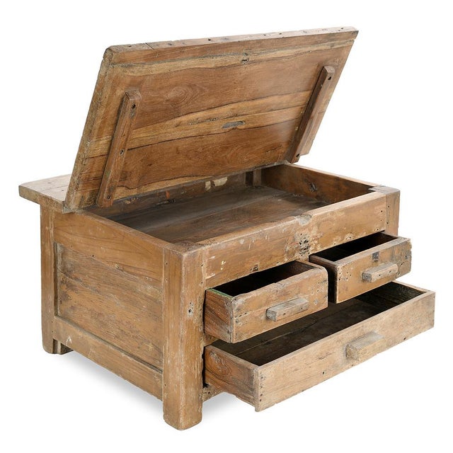 This small weathered wooden storage unit is a unique piece that will bring a touch of rustic charm and authenticity to...