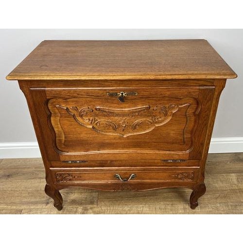 Vintage French Louis XVI Style Oak Carved Nightstand For Sale - Image 14 of 14