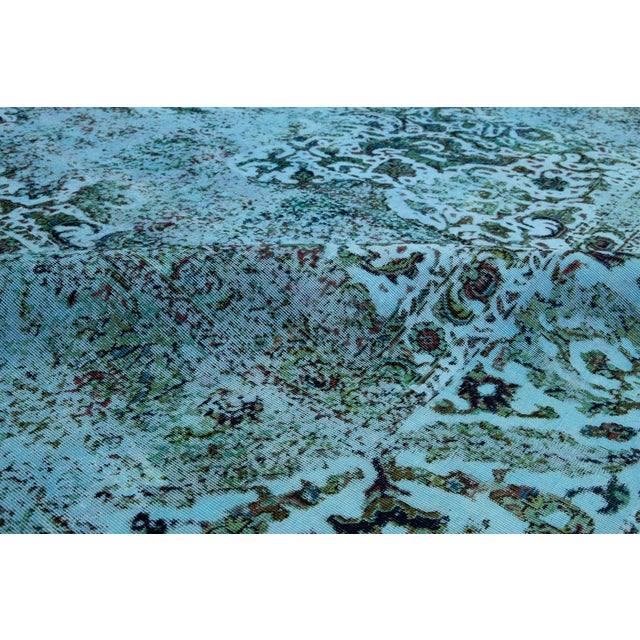 Blue Antique Persian Overdyed Wool Rug With Allover Motif For Sale - Image 4 of 10