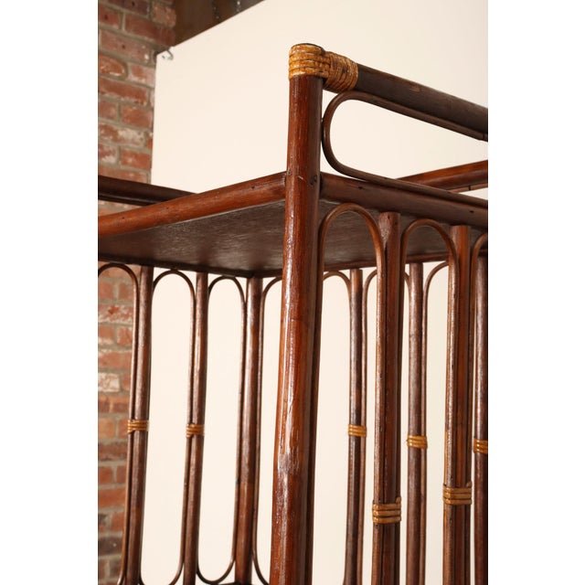 Vintage French Stained Bamboo and Rattan Six Tier Open Etagere / Bookshelf For Sale - Image 10 of 18