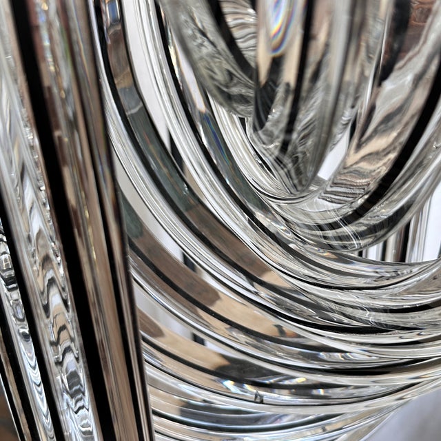 Curved Murano Crystal Glass Ribbon Chandelier attributed to Paolo Venini, 1960s For Sale - Image 17 of 18