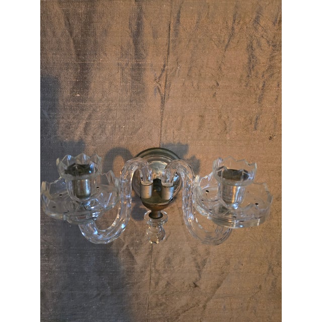 1900 - 1909 Antique Waterford Attributed Crystal Diamond Cut Sconce For Sale - Image 5 of 9