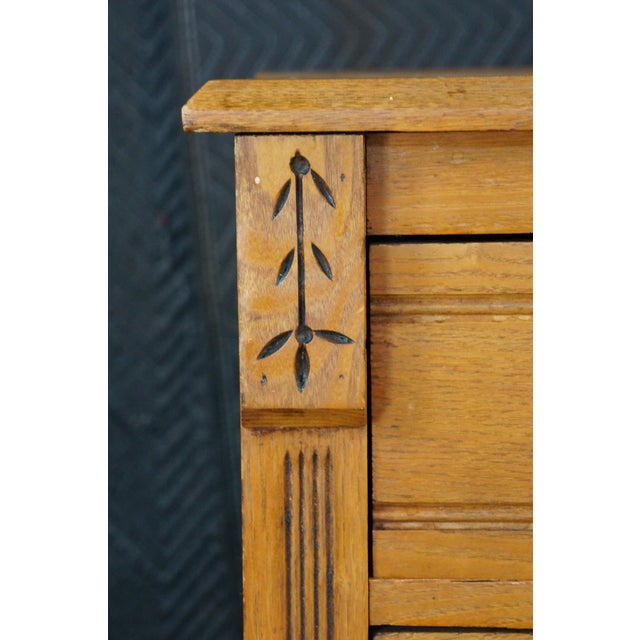 Antique Victorian Eastlake Oak & Ash Four Drawer Spoon Carved Dresser Chest 38" For Sale - Image 15 of 18