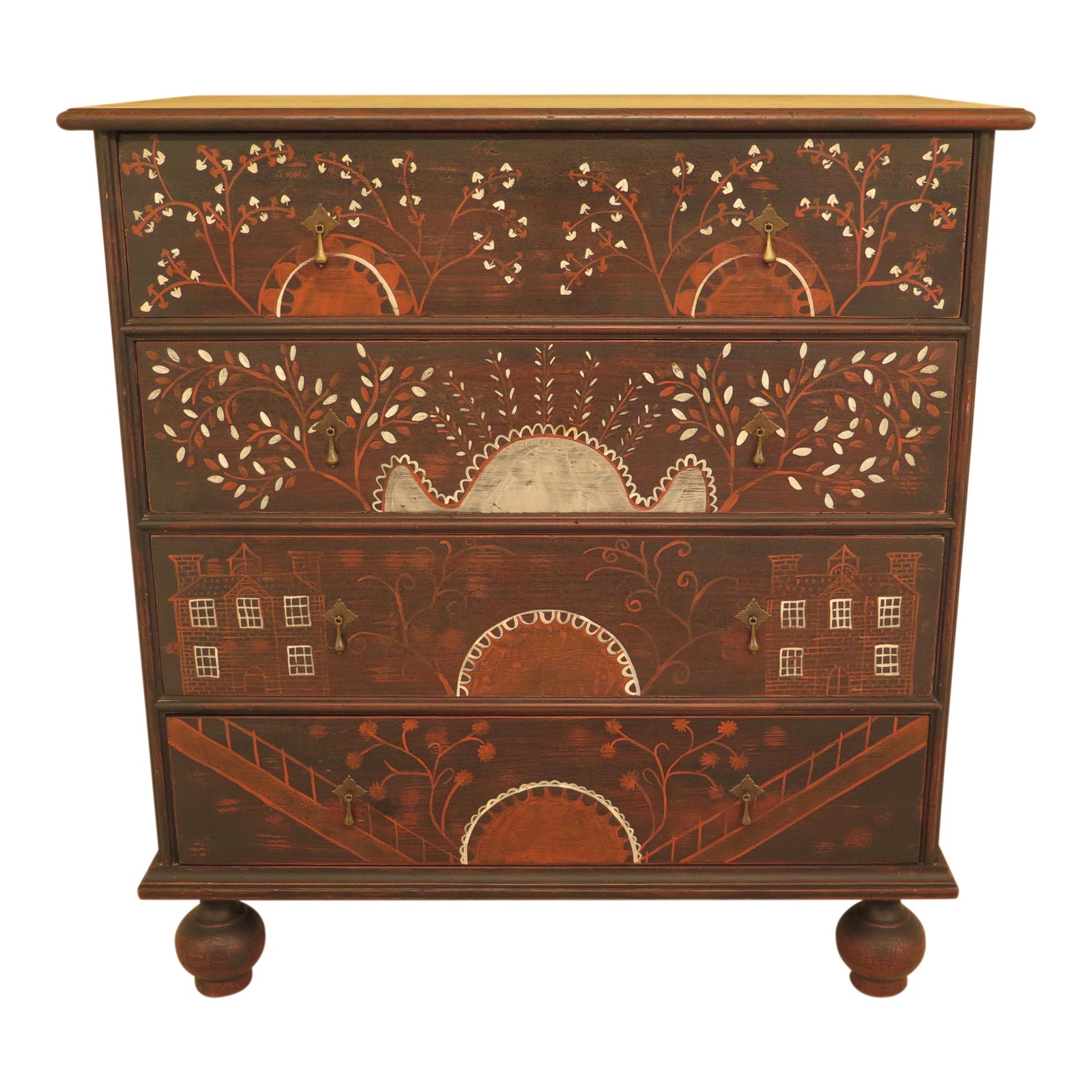 Pennsylvania Dutch Folk Art Paint Decorated Chest Chairish