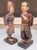 1950s Vintage Asian Carved & Painted Wood Man and Woman Figures - Set of 2 For Sale - Image 5 of 10