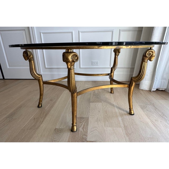 1970s Marge Carson 5-Legged Gilded Metal Cocktail Table With Original 1/2" Beveled Glass For Sale - Image 10 of 10