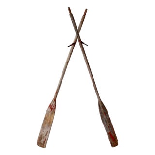 Vintage Wooden Boat Oars Pair For Sale
