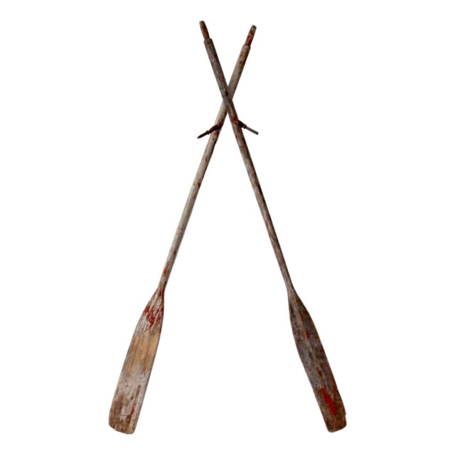 Vintage Wooden Boat Oars Pair For Sale