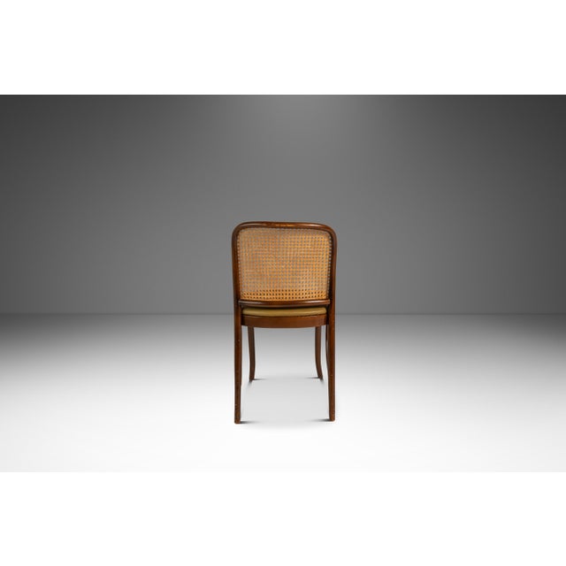 Single Patinaed Bentwood Prague Model 811 Side Dining Chair in Walnut & Leather Attributed to Josef Frank for Stendig, Poland, C. 1960s For Sale In Orlando - Image 6 of 18