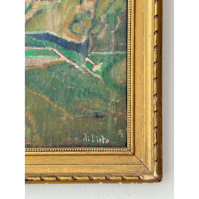 Mid-Century Dreamlike Amalfi Coast Townscape by Italian Modernist Giuseppe Di Lieto For Sale - Image 9 of 12