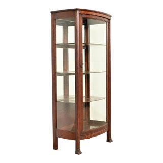 Berkey & Gay Antique Victorian Carved Oak Bookcase or Display Cabinet, Circa 1890s For Sale