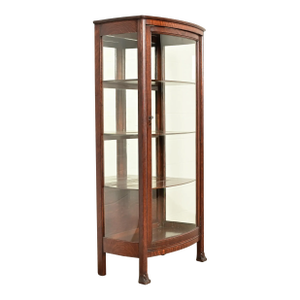 Berkey & Gay Antique Victorian Carved Oak Bookcase or Display Cabinet, Circa 1890s
