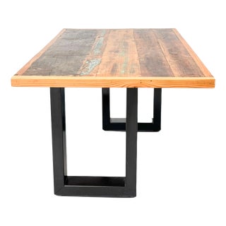 Vintage Industrial Coffee Table with Reclaimed Wood Top from MDesign, 2010s For Sale