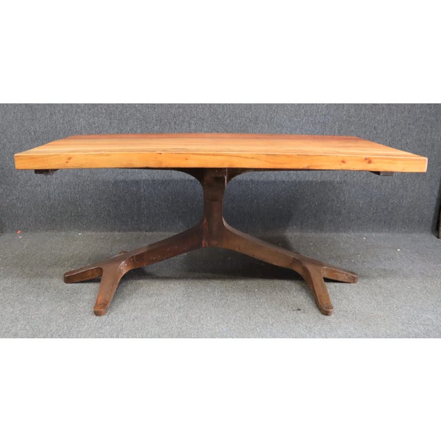 Wood Modern Design Free Form Steel & Cherry Dining Table For Sale - Image 7 of 7