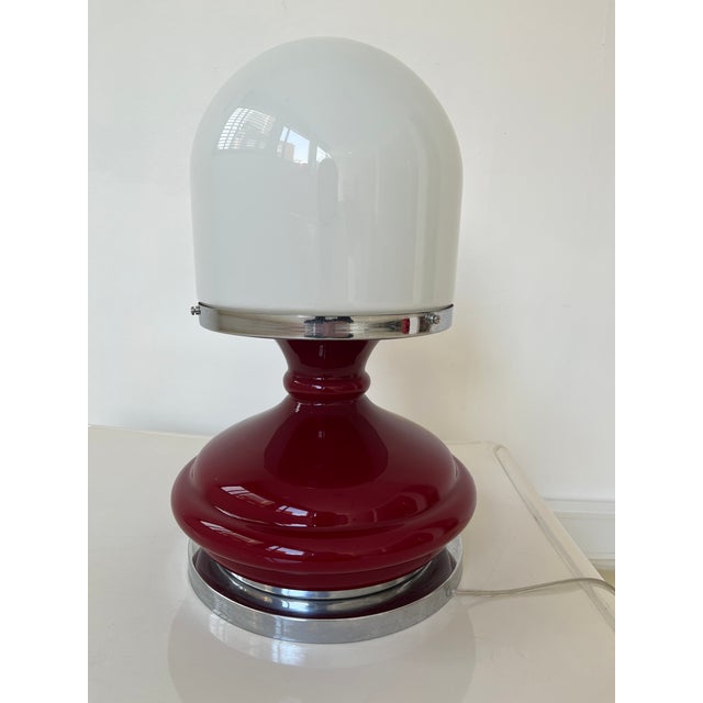 Red Plastic Table Lamp For Sale - Image 4 of 8