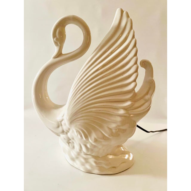 Vintage Swan Tv Lamp With Planter | Chairish