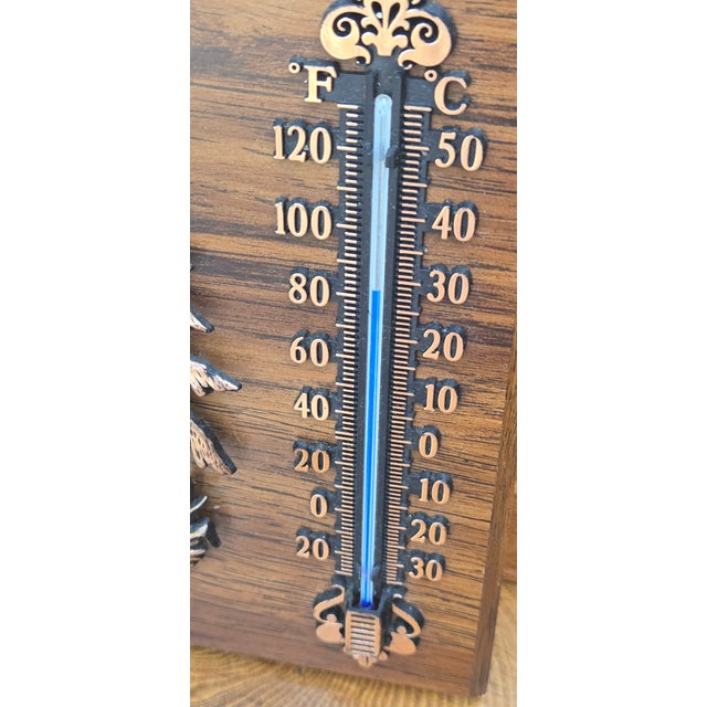 Vintage Rustic Moose Wall Thermometer on Wood Plaque – Cabin Lodge Decor For Sale - Image 10 of 12