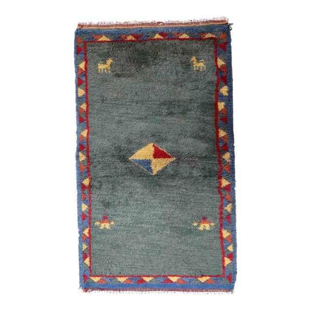 1970s Handmade Vintage Persian Gabbeh Rug 2.4' X 4.5' For Sale