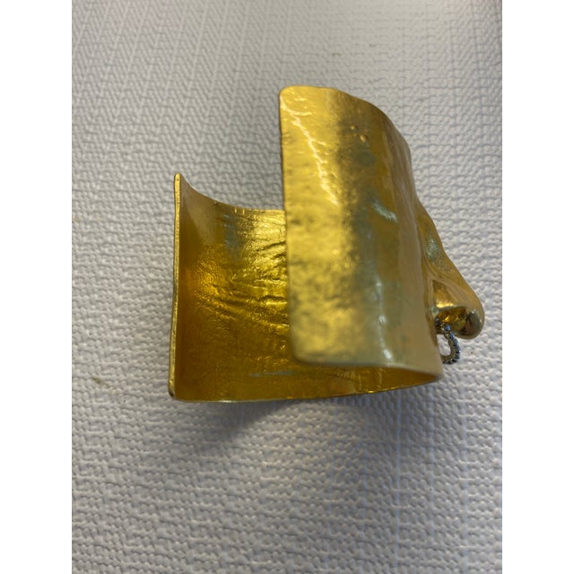 Abstract Expressionism Gold Filled Cuff Evil Eye Bracelet For Sale - Image 3 of 6