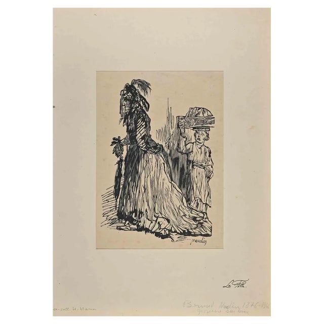 Bernard Naudin, Two Figures, Woodcut Print, Early 20th-Century For Sale