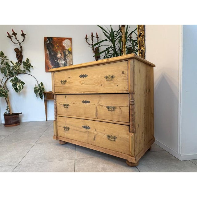 Original restored Biedermeier 4-drawer chest. Dimensions: Height x Width x Depth 109 x 126 x 67 cm. Recently refurbished...