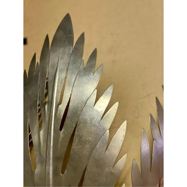 Art Deco 1930s Art Deco Theater Sconce Forged Metal Flower Leaf Wall For Sale - Image 3 of 7