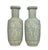 Magnificent celadon porcelain set of two vases boasts 19 Buddhas carved in high relief with feathered neck. Symbolically,...