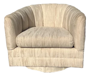 Milo Baughman Style Modern Swivel Chair With Floating Round Base