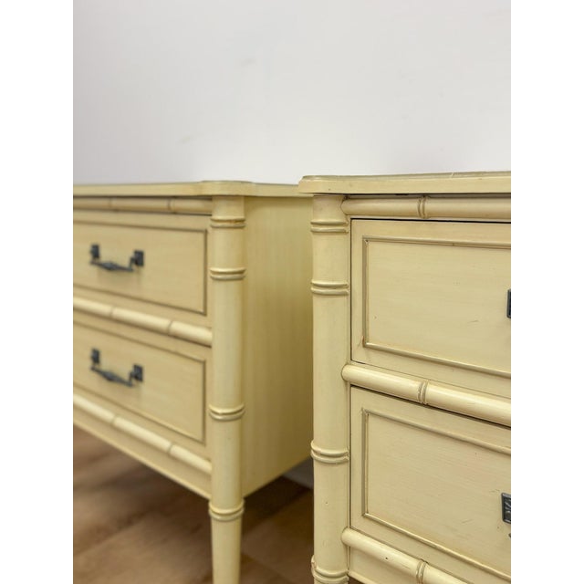 Vintage Henry Link Bali Hai Coastal Hollywood Regency Cream Nightstands, 2 Pieces, Attributed For Sale In Tampa - Image 6 of 13
