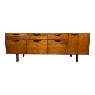 C. 1960s Jens Risom Mid-Century Walnut Executive Credenza For Sale