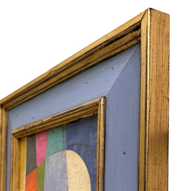 Contemporary Abstract "Periwinkle Blue" Oil Painting in Vintage Painted Frame For Sale In New York - Image 6 of 6