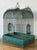 Teal Vintage Boho Punch Cut Metal Bird Cage For Sale - Image 8 of 9