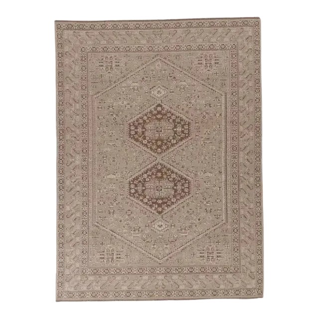 Rug & Kilim’s Modern Classics Rug in Beige-Brown With Medallions and Florals For Sale