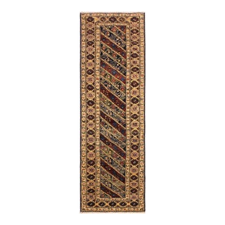 Rustic Ziegler Blue/Ivory Wool Runner Rug- 2'9'' X 9'8'' For Sale