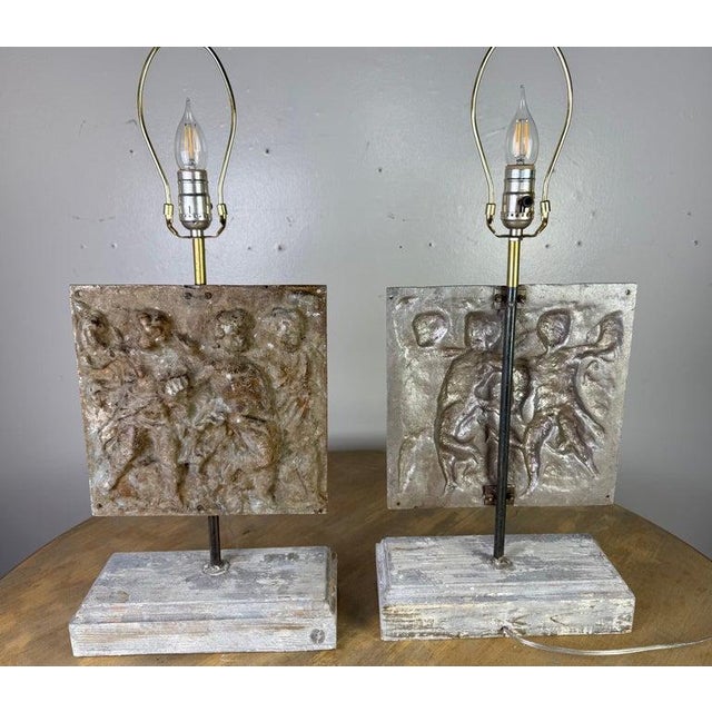 Italian Cast Metal Figural Table Lamps, 1930s Classical Style For Sale - Image 4 of 17