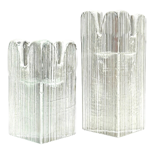 Triangular Skyline Candleholders by Anna Ehrner for Kosta Boda - A Pair