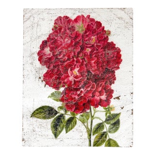 Red Crested Flower - Hand Textured Red Flower For Sale