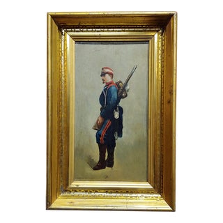 Edouard Jean Baptiste Detaille -Portrait of a Napoleonic Soldier -Oil Painting C.1870s For Sale