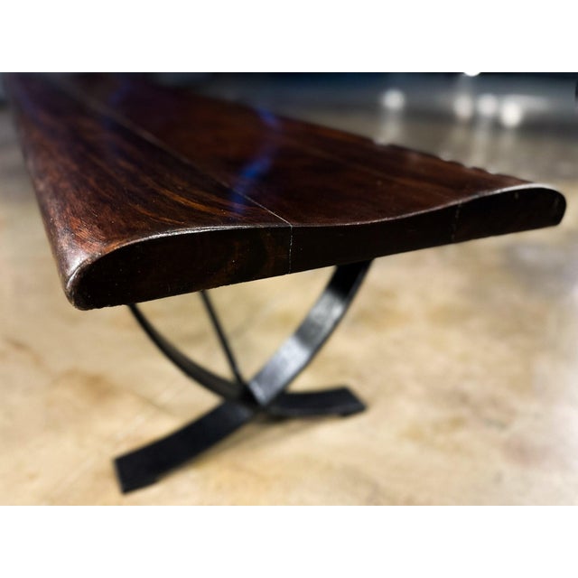 Liceu de Artes e Ofícios Brazilian Modern Bench by Liceu De Artes E Ofícios, Rosewood & Iron, 1960s For Sale - Image 4 of 14