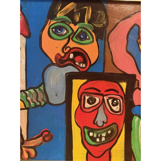 Blue Keil Peter Robert, Faces Abstract Naive New Wild Ones, 1980s, Oil on Canvas For Sale - Image 8 of 13